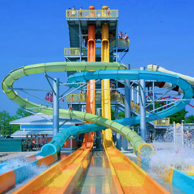 Хорошая цена. Customized Colorful Fiberglass Water Park Slide Ending with Pool for Resort Hotels онлайн
