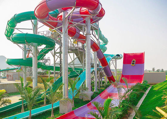 Хорошая цена. Waterslide бумеранга стеклоткани огромных на открытом воздухе водных горок парка Aqua взрослый онлайн