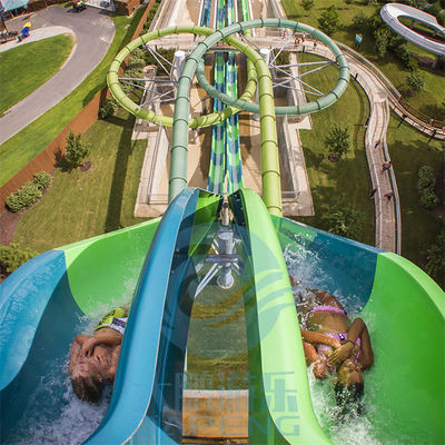 Хорошая цена. Скольжение бассейна Flume аквапарк стеклоткани водных горок Aqualoop извива двойное онлайн