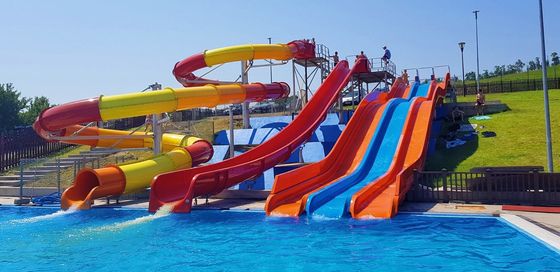 Парк водных игр Водные горки из стекловолокна для надземного бассейна
