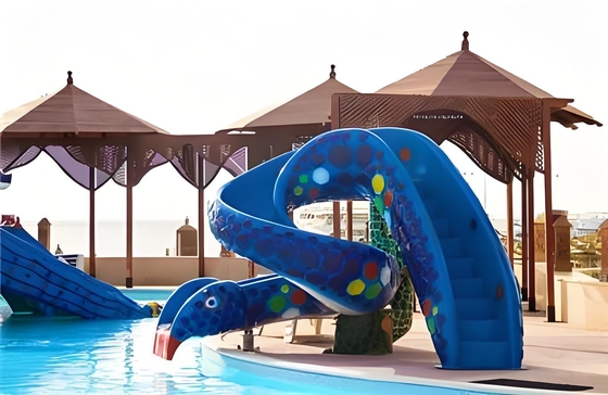 Хорошая цена. Fiberglass Water Splash Swimming Pool Slide Waterplayground Water Park Animals Set Color customization Elephant Snake Rainbow Children's Pool Slide онлайн