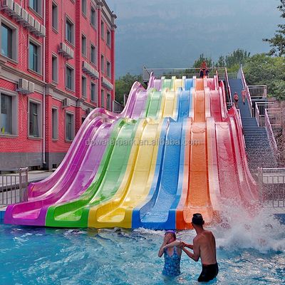Хорошая цена. Commercial Fiberglass Rainbow Racing Slide with 10m Height 43m Length and 8-10mm Thickness for Water Parks онлайн