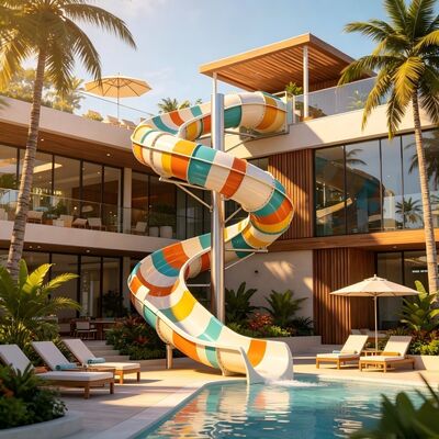 Luxury Spiral Open Closed Fiberglass Water Slide For Commercial Swimming Pool And Hotel Resort Park